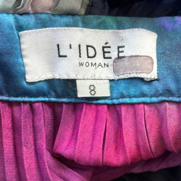 L'idee Gala Plisse Maxi Dress Gown Blue Purple Multicolor Size US 4 AU 8 - Picture 9 of 10